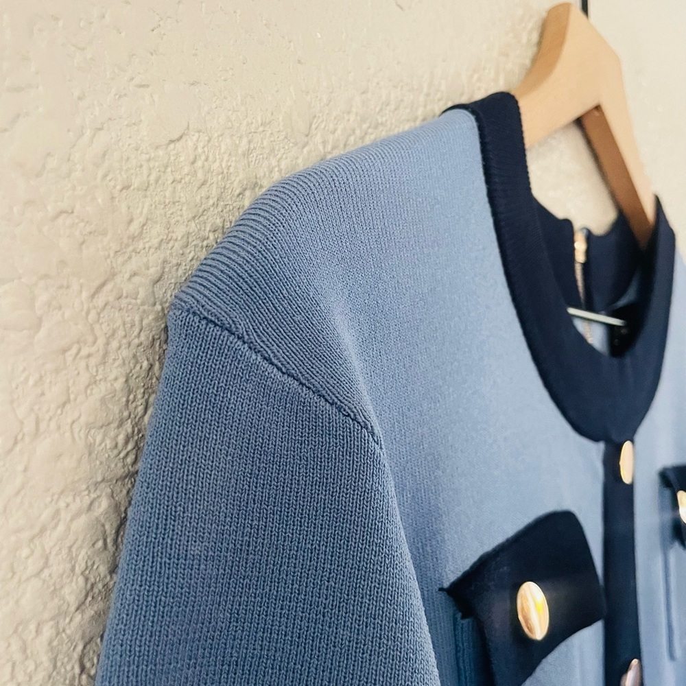 Alexia Admor Blue Knit Fit & Flare Dress - Picture 8 of 15
